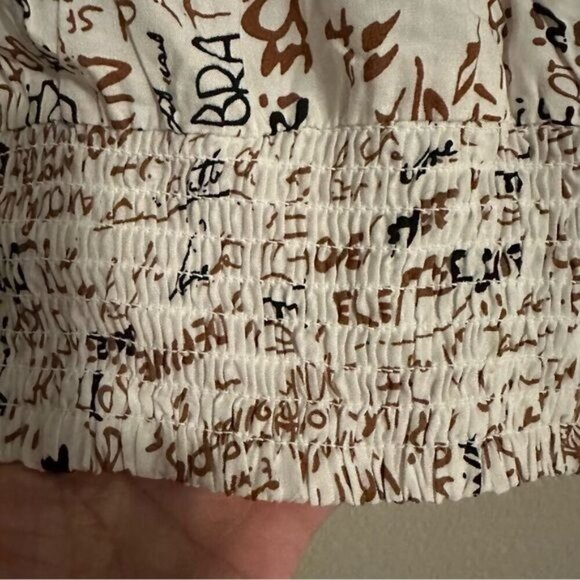 Milk & Honey print crop front twist dress shirt size medium - Picture 8 of 10